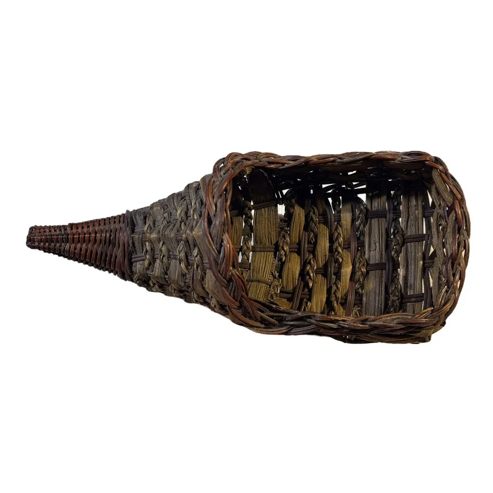 Woven Cornucopia Basket Horn of‎ Plenty Thanksgiving Harvest Decor Brown